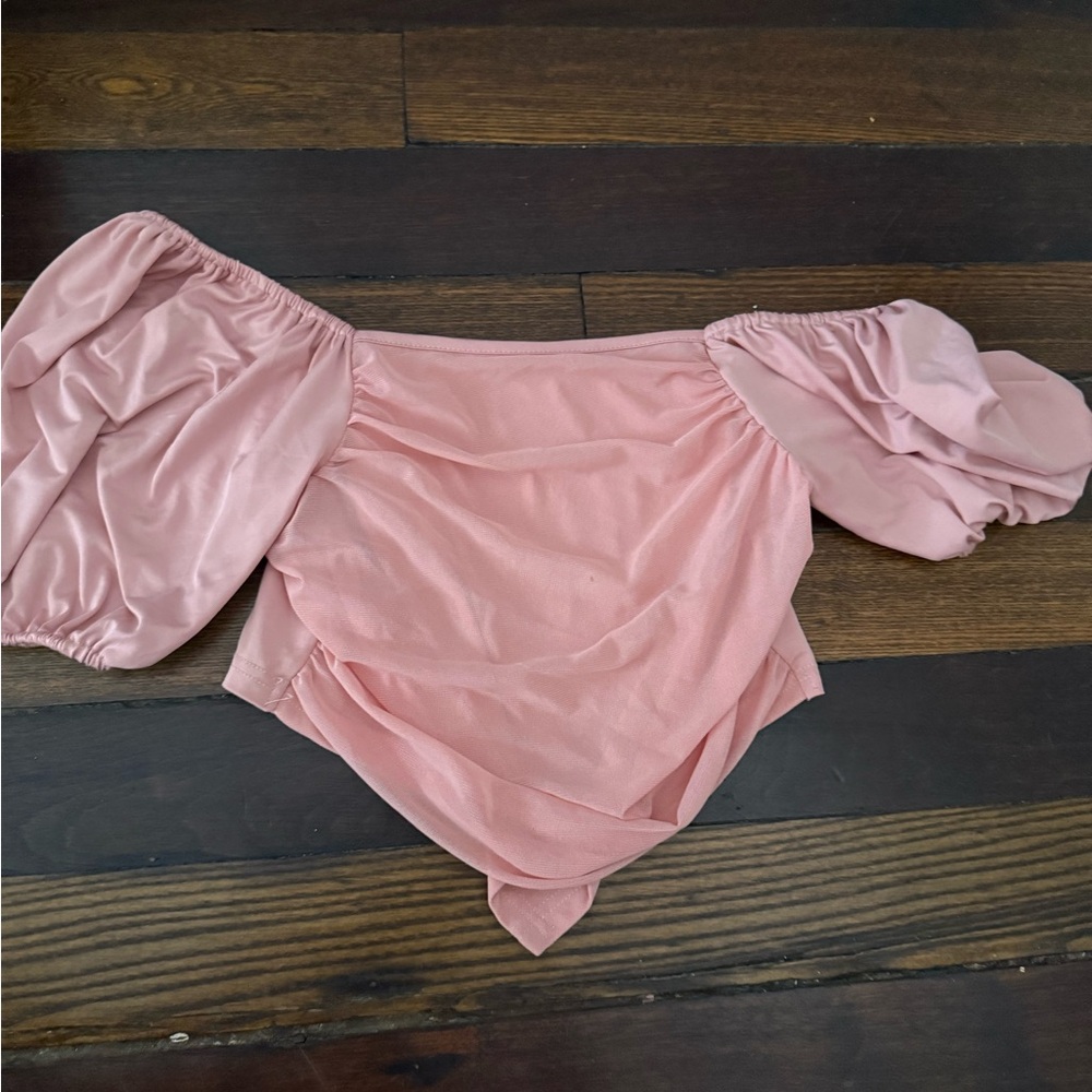 Pink Off-Shoulder Puff Sleeve Top